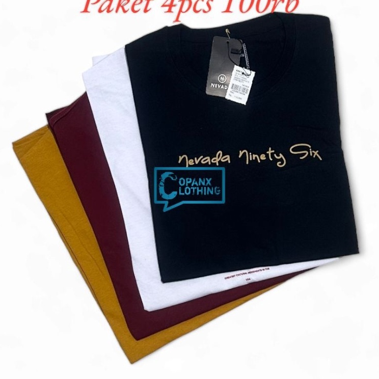 Penjualan Favorit  4 Pcs 1 rb Kaos Nevada Pria Distro Dewasa Keren Premium Original Termurah Terlari
