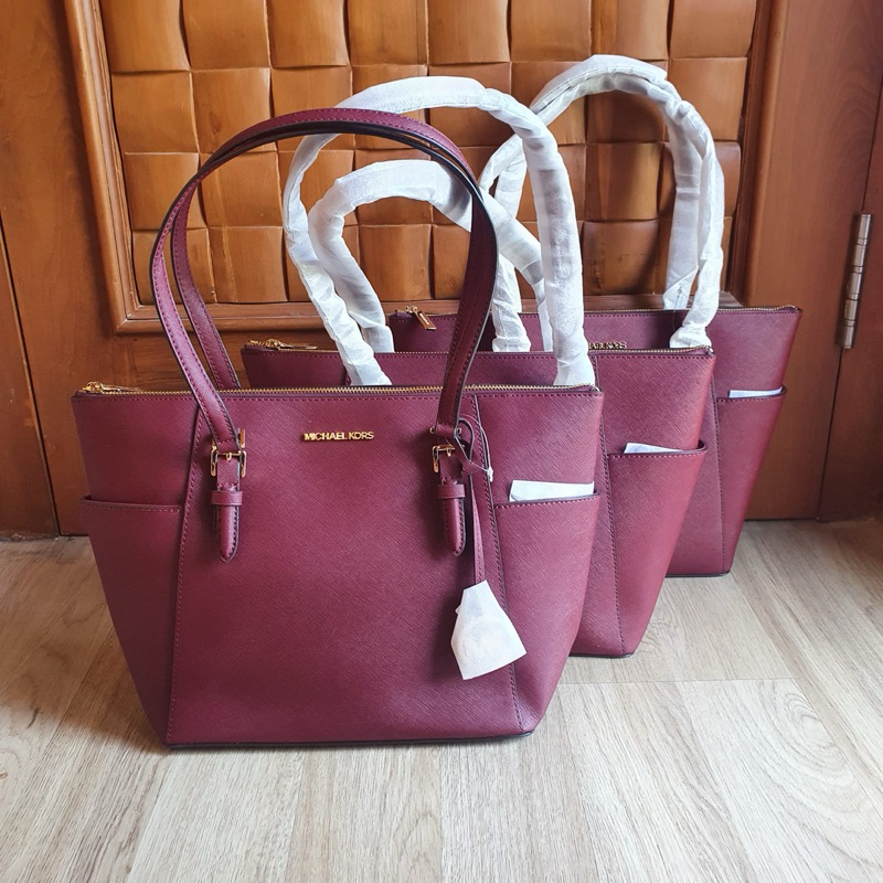 MK charlotte large tote dark cherry
