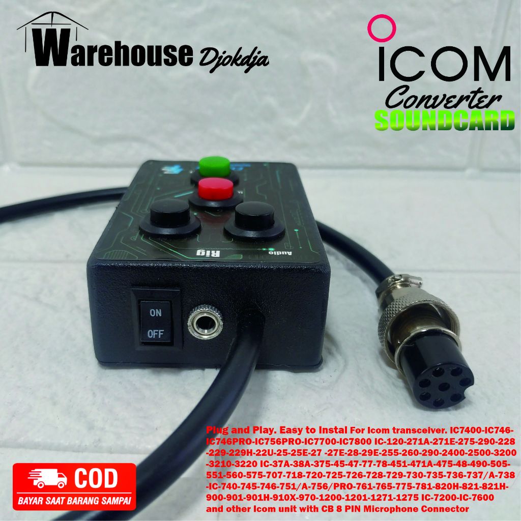 PTT Box Radio Komunikasi Rig Icom Konektor CB 8 Pin. IC-25A IC-28H Dll