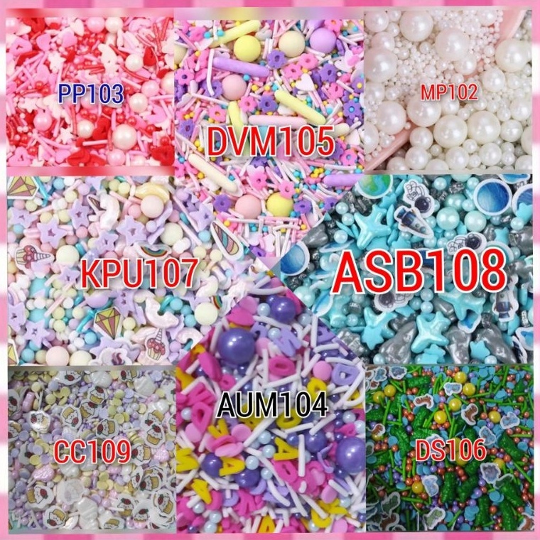 

PAKET LENGKAP 25gr sprinkel edible hiasan topper cake bisa dimakan manik manik cupcake sprinkle