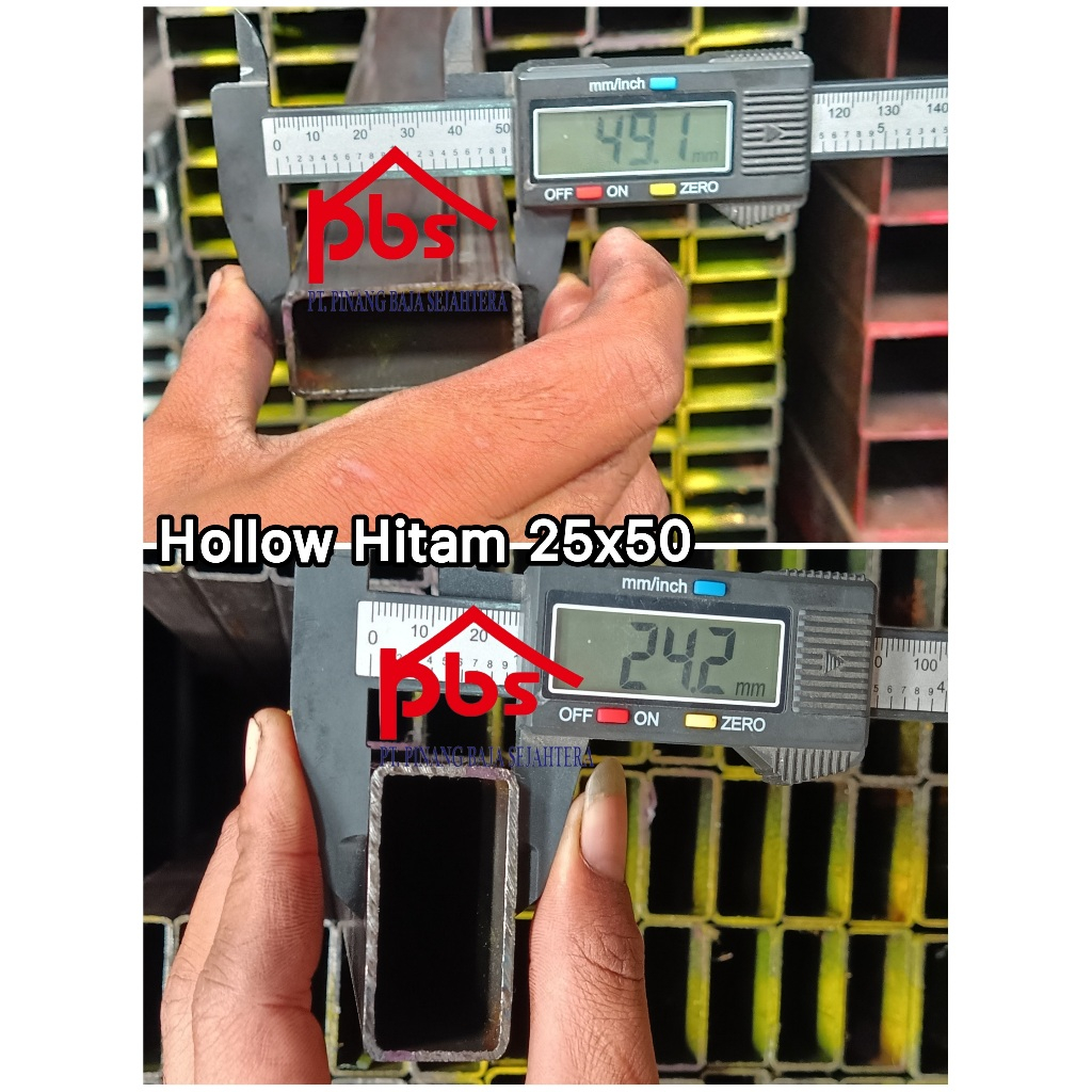 BESI HOLLOW HITAM 25 x 50 (1.4mm 1.7 mm 2.0mm) / HOLO KOTAK