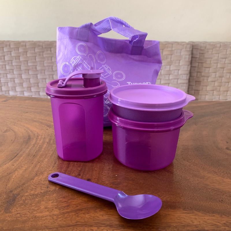 Tas Set Tempat Makan dan Minum Ungu Festive Set Tupperware