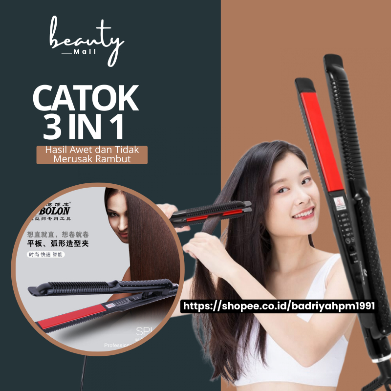 Catok Catokan Rambut 3 In 1 Turmalin Curly Wavy Lurus Cetokan Catoka Cantokan Carokan Alat Pengeriti