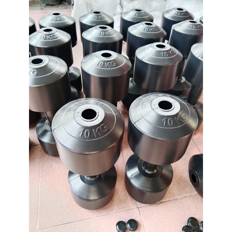 Cover dumbbel 10kg 2pcs / Barbel Dumbbell 10kg kosongan tanpa isi 2pcs (sudah plus tutup)