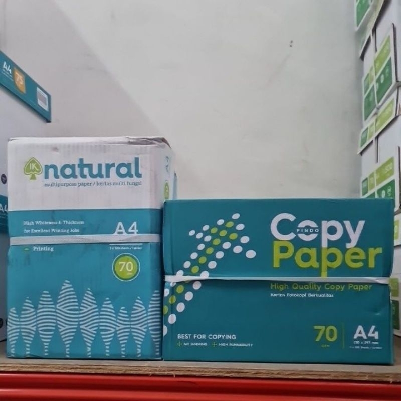 

Kertas HVS 70g A4 COPY PAPER atau NATURAL 1Rim isi 500 lbr