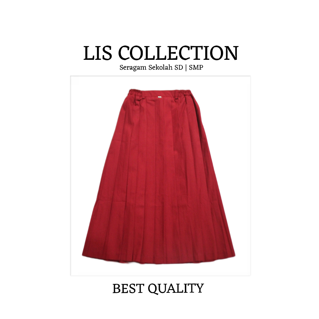 Rok Plisket SD Merah Bahan Tex / Plat Grandmaster