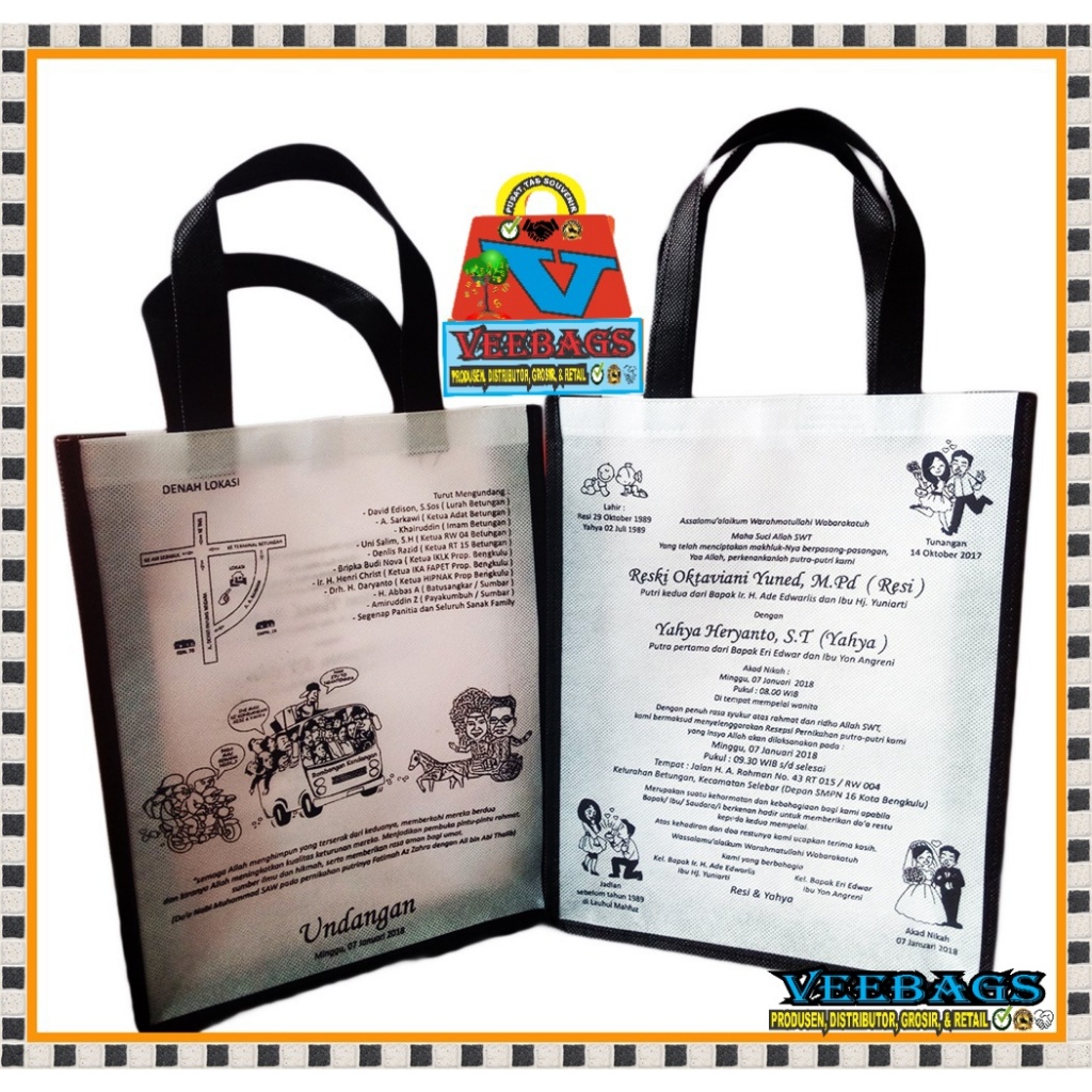 Undangan Pernikahan Unik Dari Kain Spunbond Bentuk Tas Harga Murah