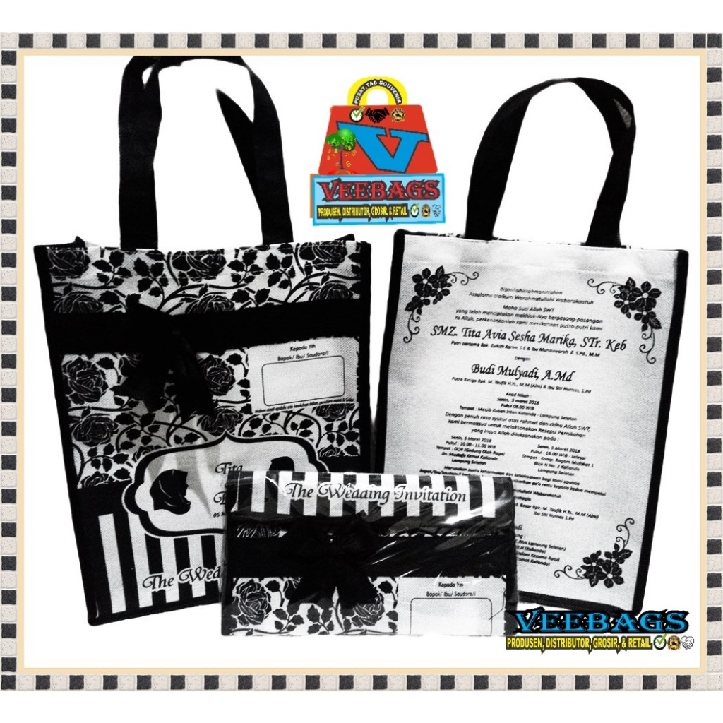Undangan khajatan tonjokan Pernikahan Unik Dari Kain Spunbond Bentuk Tas Harga Murah