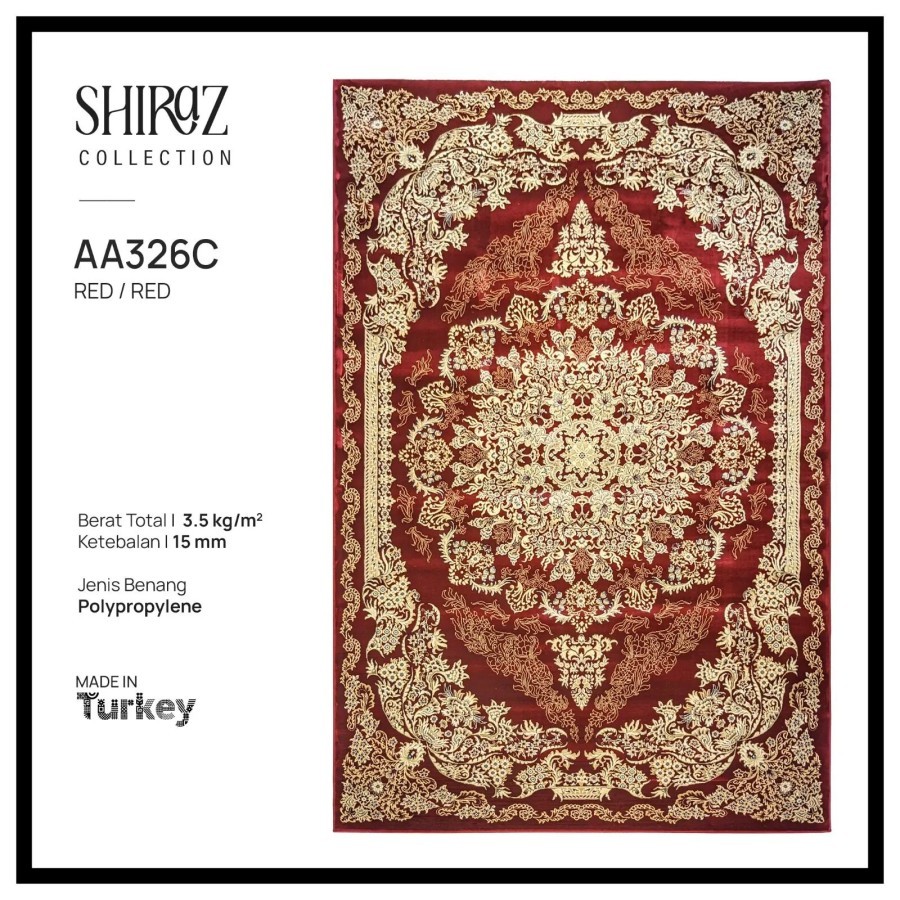 Karpet Shiraz Permadani Klasik Tebal Mewah Turki - 200x300 cm