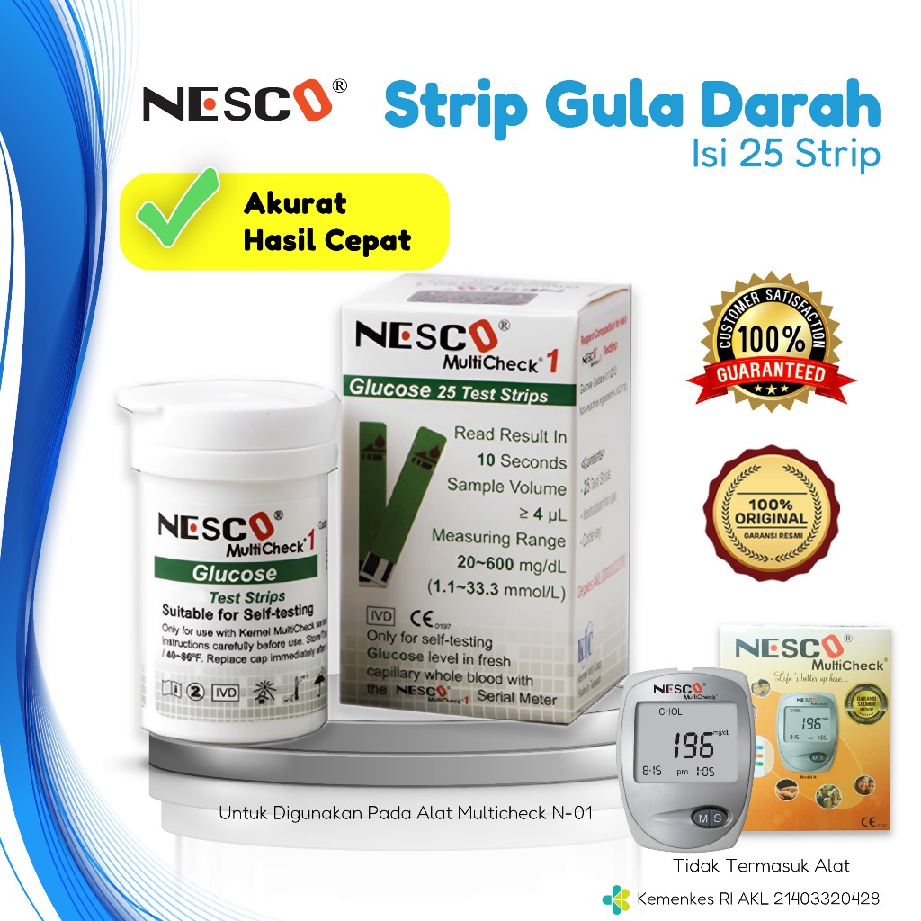NESCO Strip Gula Darah Isi 25 – Refill Tes Gula Darah untuk Alat N-01