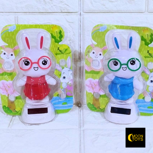 Hiasan Dashboard Mobil Gerak Solar Kelinci Kacamata - VFR134.2