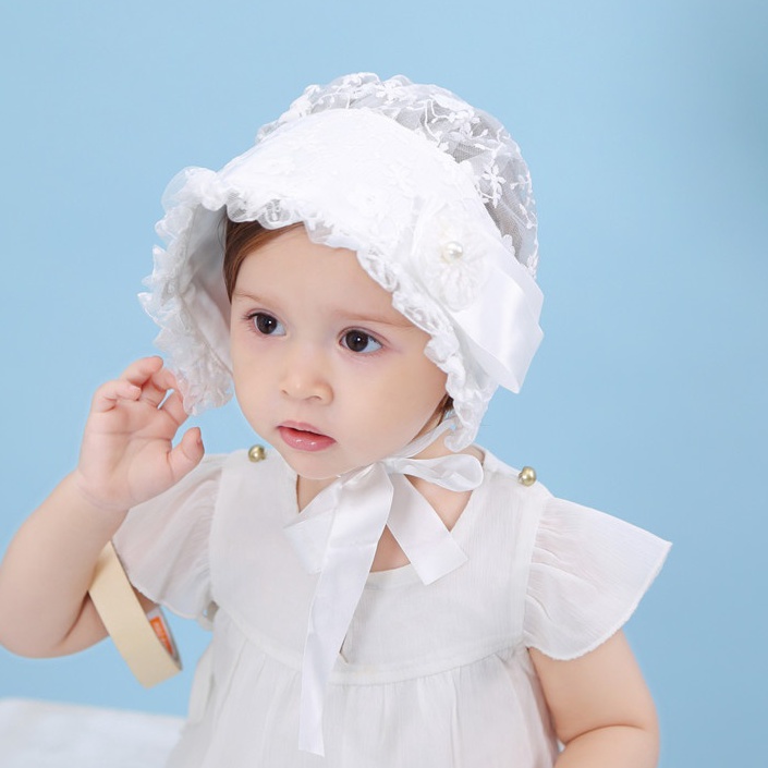 XC26619 Topi Bayi Perempuan Balita Anak Cewe Cewek Kupluk Penutup Kepala Tundung Pita Renda Bonet No