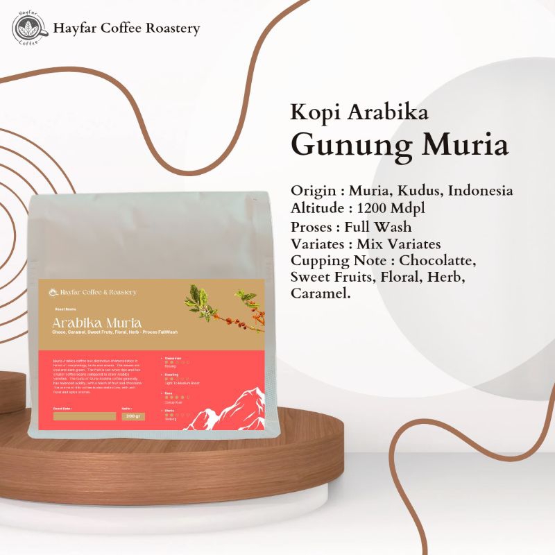 

Biji Kopi Arabika Gunung Muria (200 - 1000 gr) - Single Origin Specialty Coffee Arabica - Hayfar Coffee and Roastery.