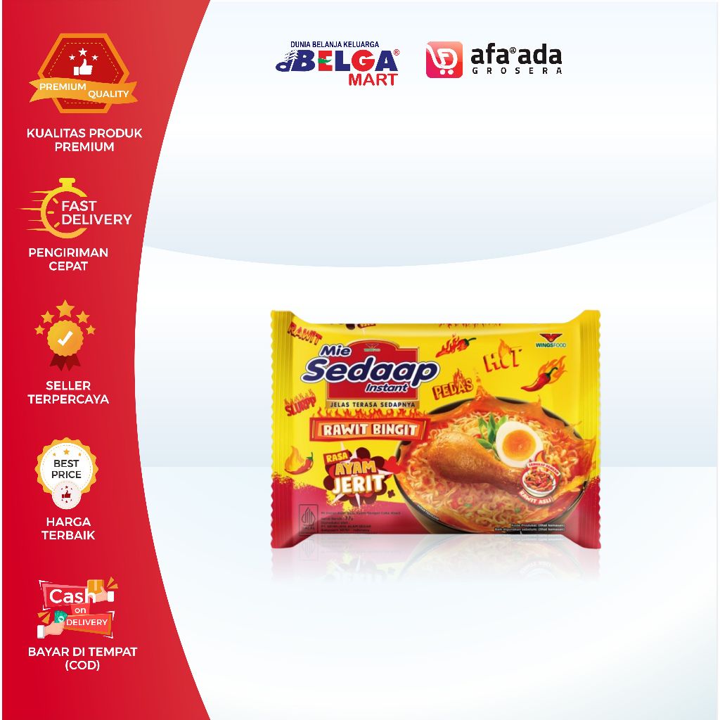 

MIE SEDAAP | RAWIT BINGIT | Kuah Rasa Ayam Jerit, Harga untuk 5 pcs