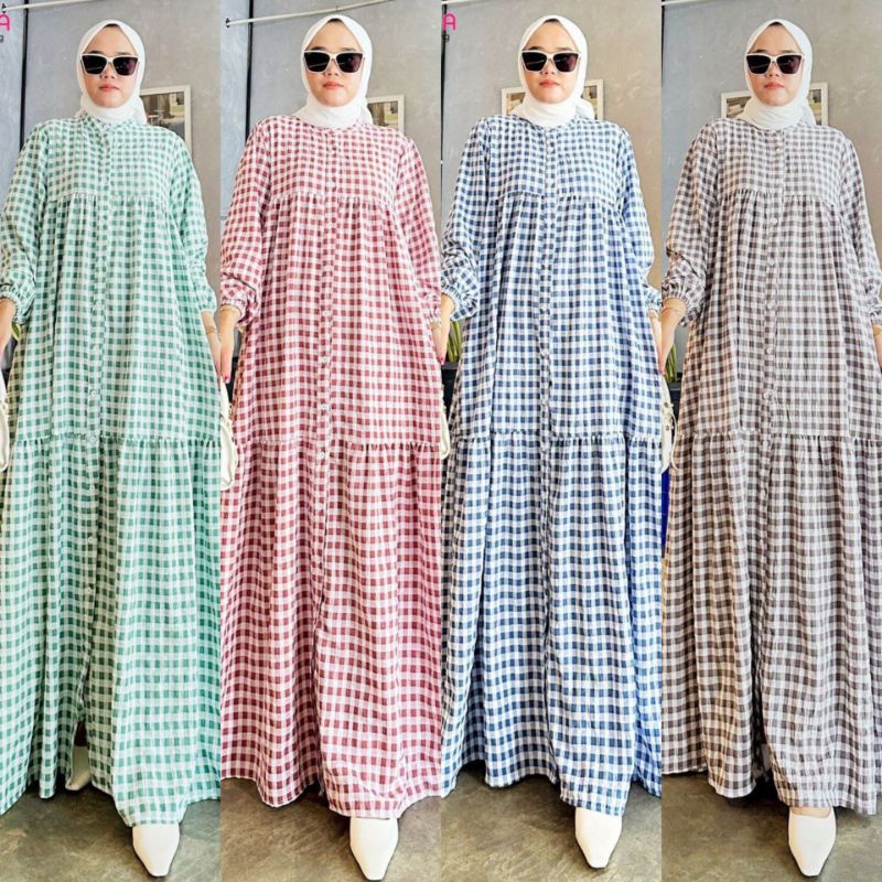 Zazira Dress Kotak by Alila size S M xL Xxl 4L