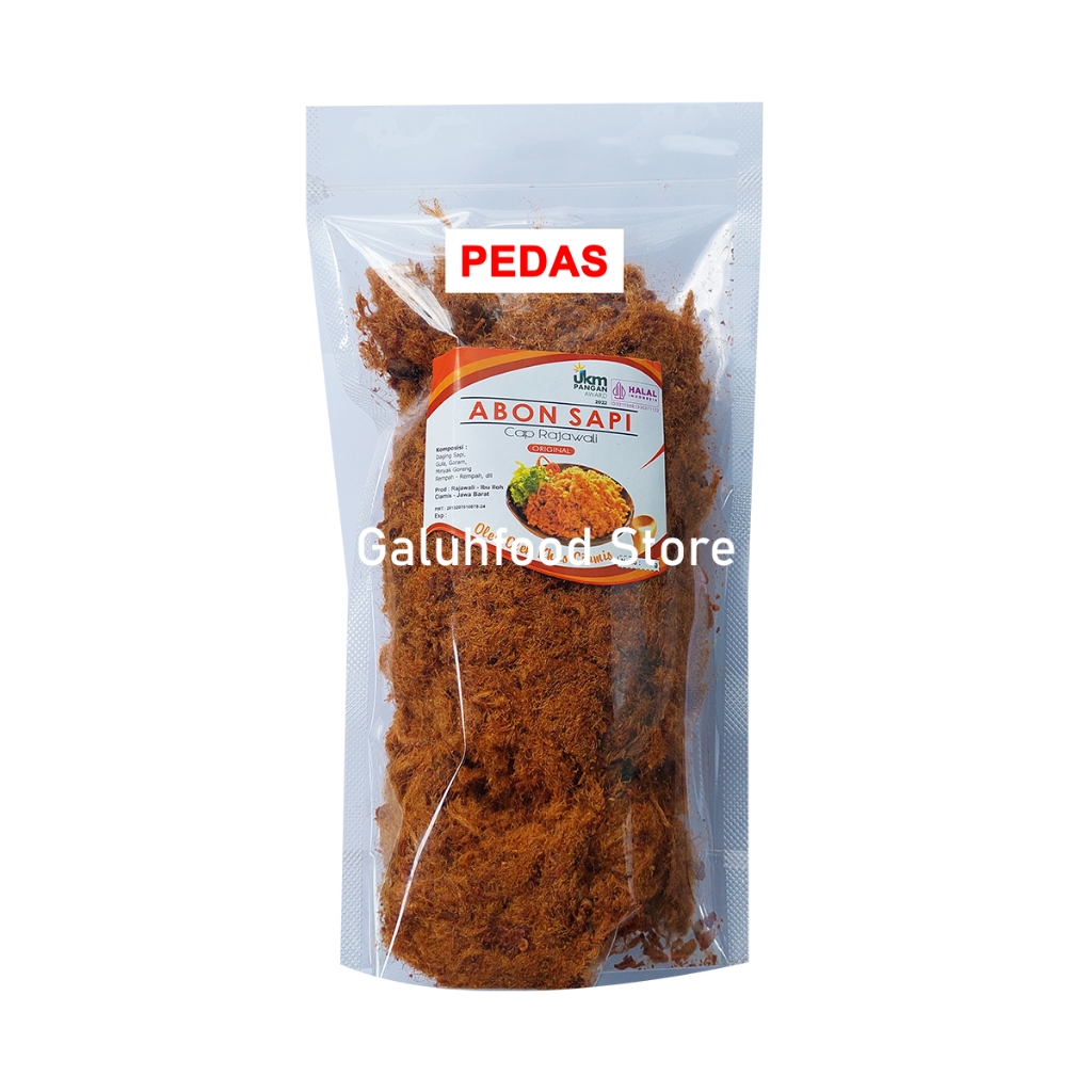 

Abon Sapi Pedas Cap Rajawali Ciamis 100gr