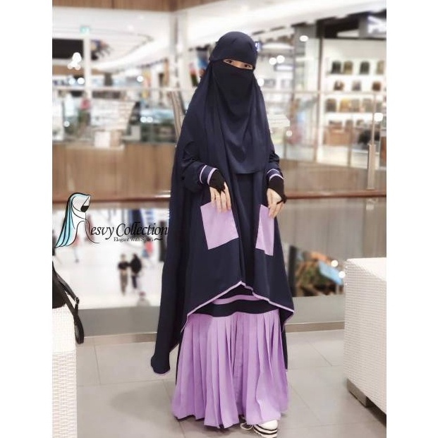 VIRAL  gamis syari dan khimar set syari Hafsah set by resvycollection