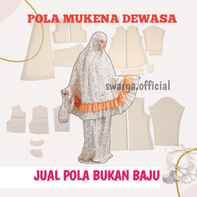 POLA MUKENA DEWASA VARIASI KERUT