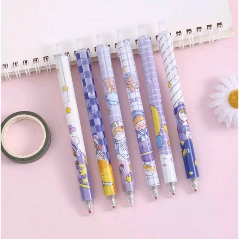 

6 Pcs Pulpen Gel Mekanik Lucu Motif Astronot