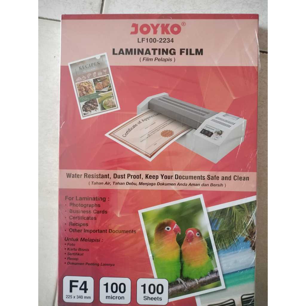

Laminating Film F4 / Plastik Laminating / Film Pelapis JOYKO 100 Micron