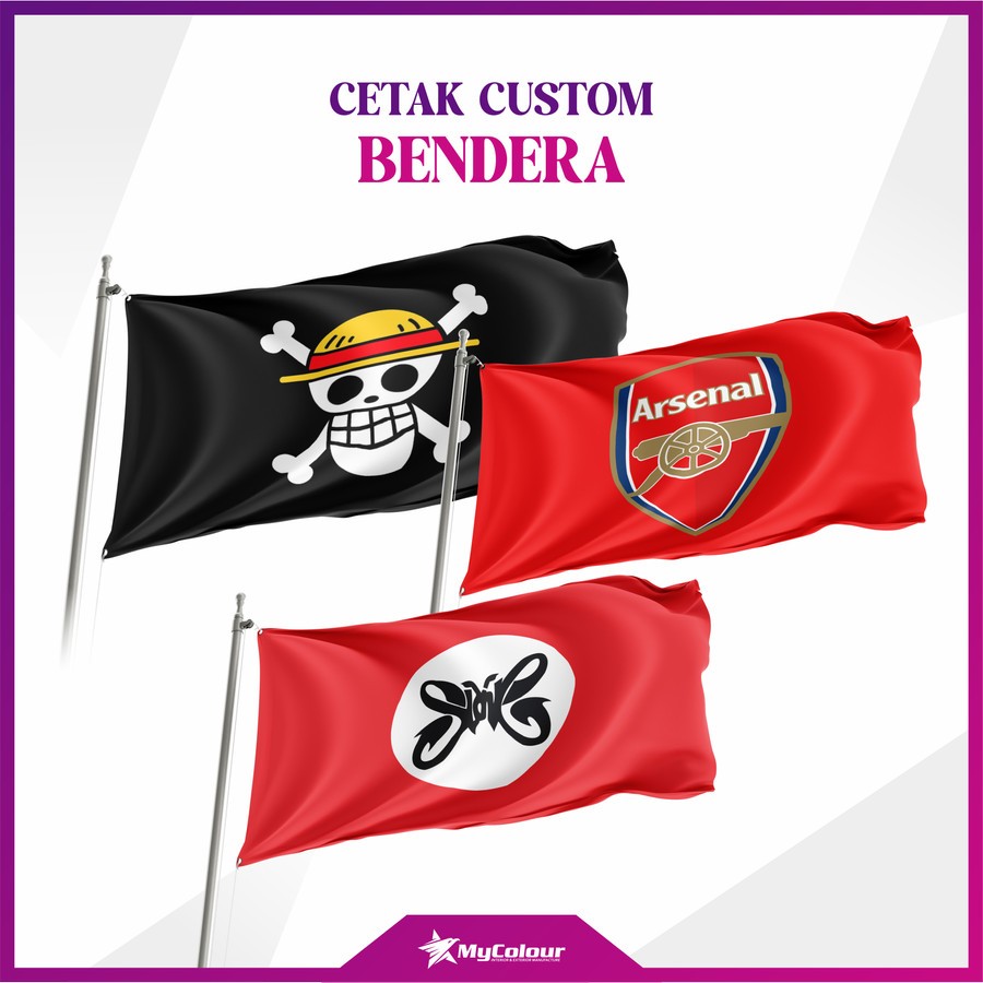 Cetak Custom Printing Bendera Kain Satuan Dekorasi Ruangan
