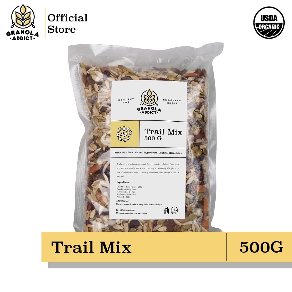 

PROMO ALE Granola Addict Trail Mix Sunflower Pumpkin Seeds Almond Raisin Cranberry 5G