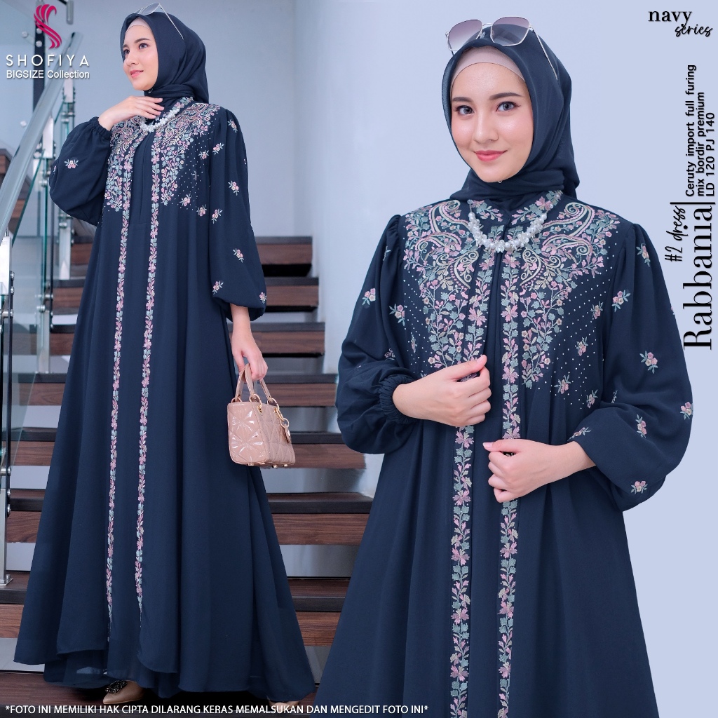 rabania#2 gamis dress dres maxy maxi busana pakaian baju sultan jumbo big over size ld 120 xxxxl bah