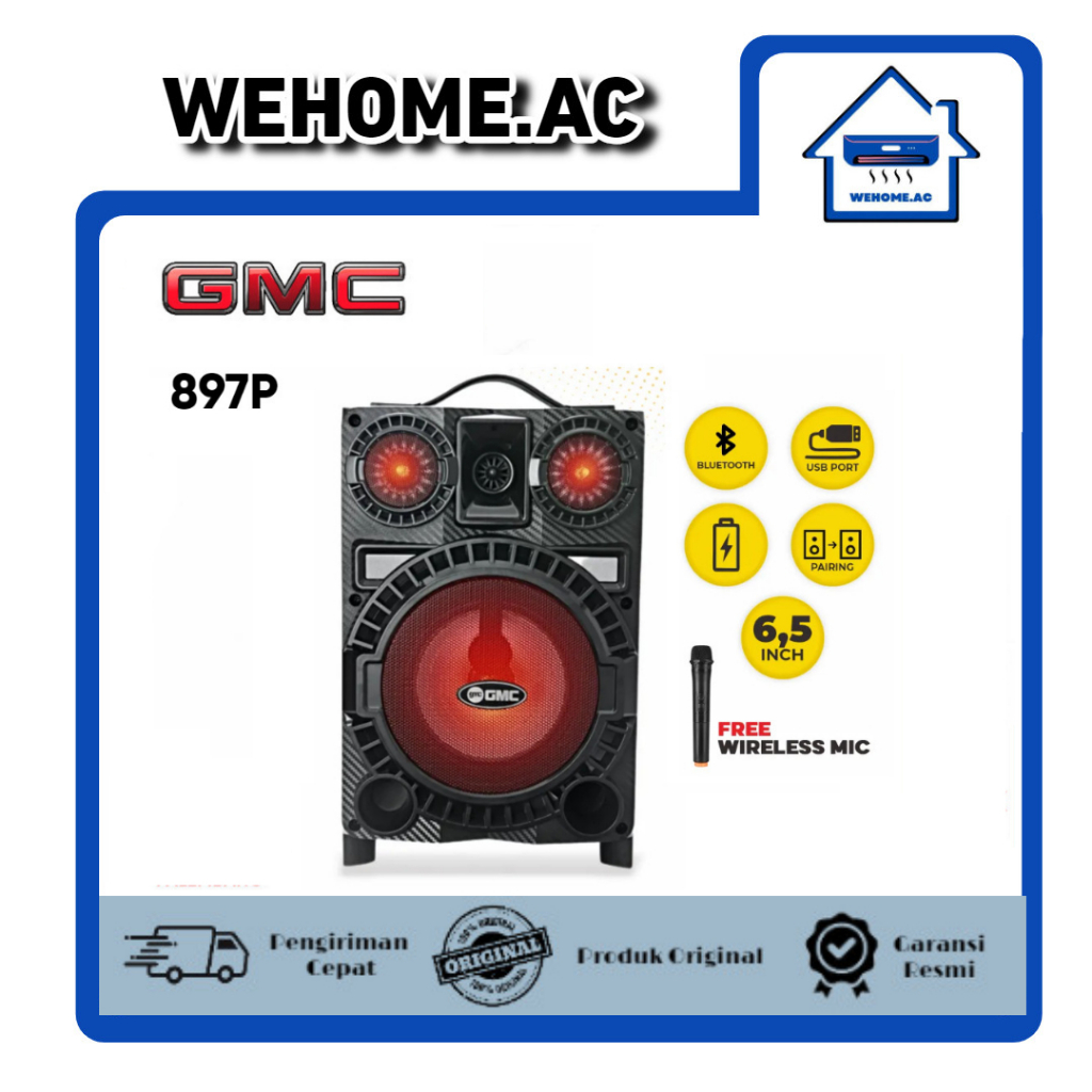 Speaker Portable Bluetooth GMC 897P Ukuran 6,5 inch Spiker Aktif GMC