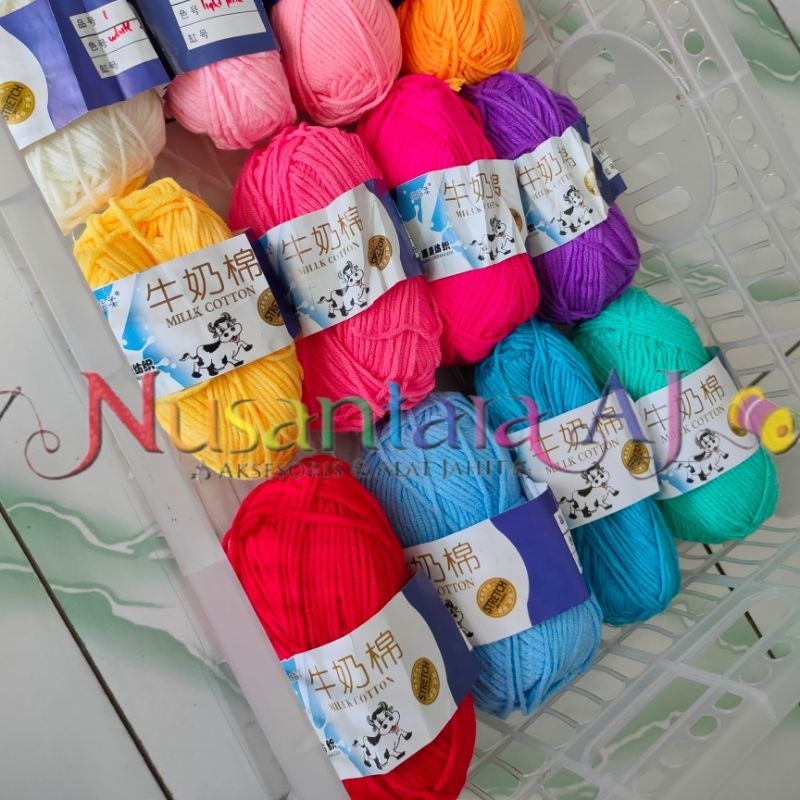 Benang Rajut Katun Quality Impor Big Ply / 5ply Milk Cotton yarn / crochet yarn /benang rajut milk c