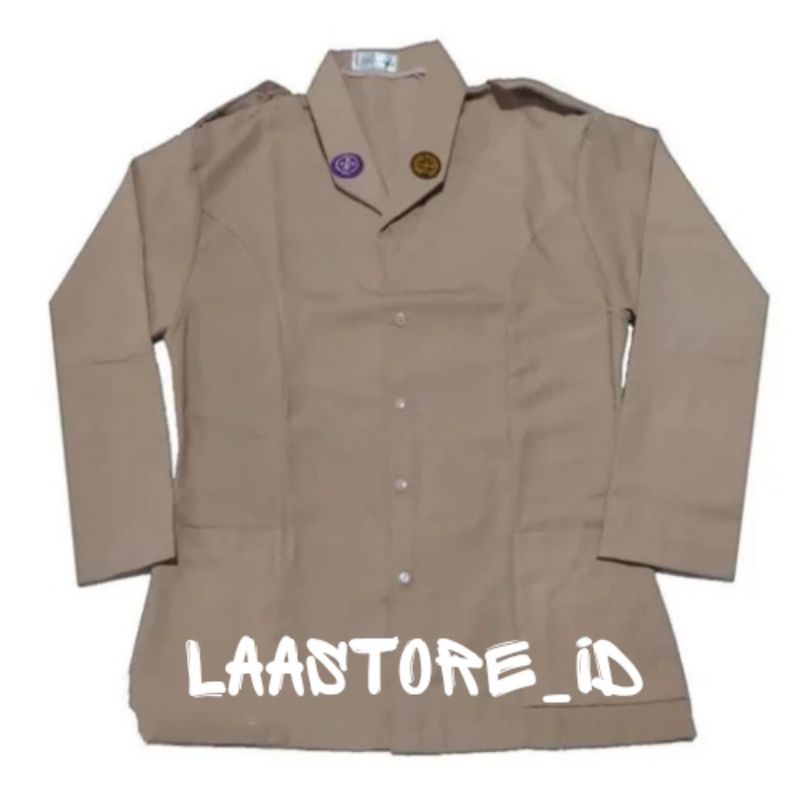 Seragam Sekolah - Baju Pramuka Pembina Tanpa Tali SMP, SMA, Pembina warna Coklat Susu Tanpa Tali Cok