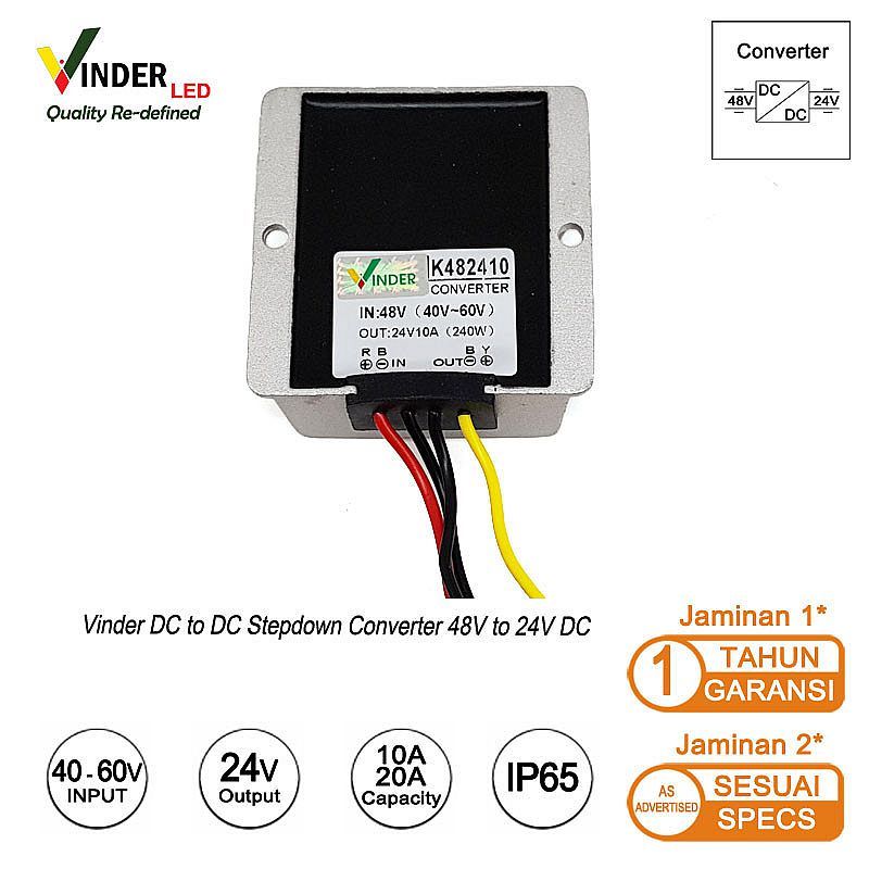 VINDER 48V to 24V DC step down converter 48V to 24V 48 to 24 Volt Penurun Tegangan dari 48V ke 24V
