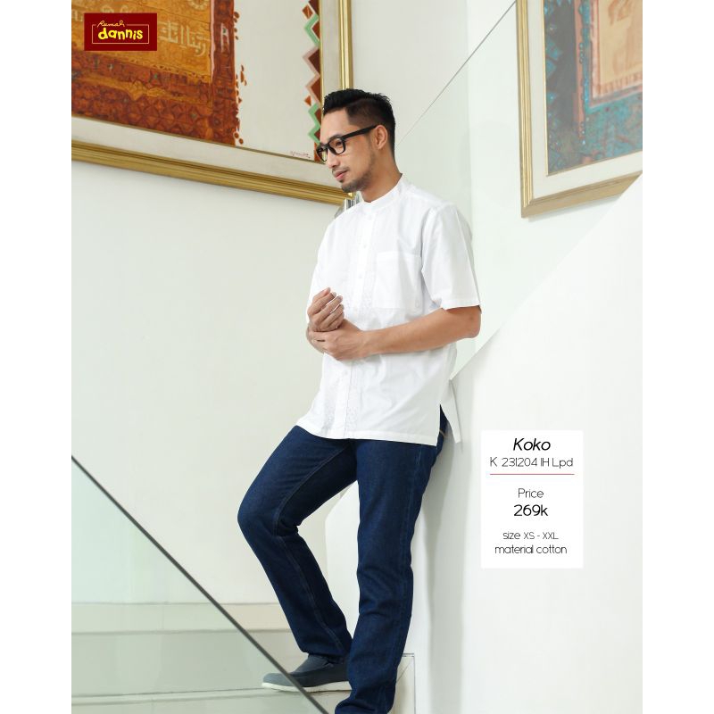 koko dannis putih lengan pendek