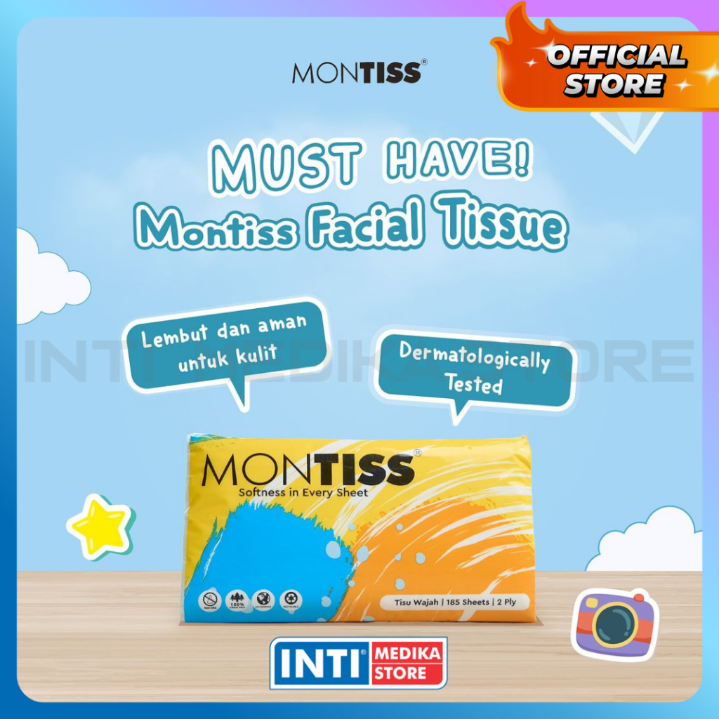 MONTISS - Facial Tissue Softness 185s 2ply | Tisu Wajah Muka Softpack