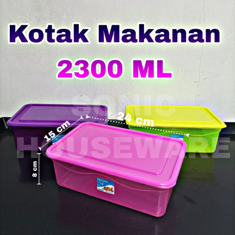 Toples Segi Panjang Kotak Penyimpanan Makan Makanan 2300 ML Tempat Wadah Kue Brownies Brownis Sosis 