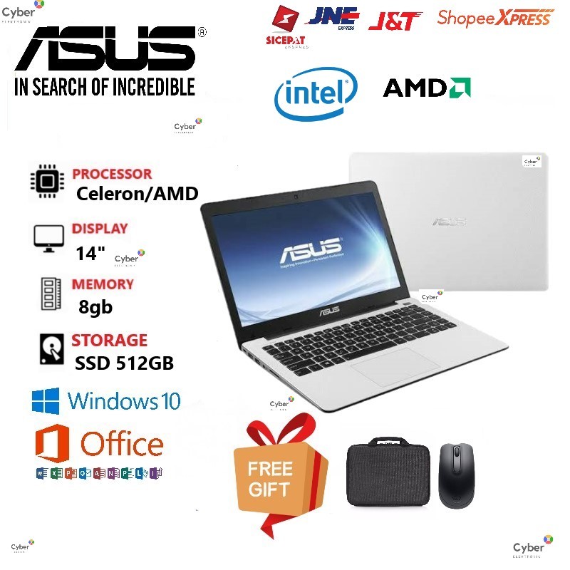 Laptop Asus 14 inch Intel/Amd Ram 8gb/Ssd 512gb Free Gift