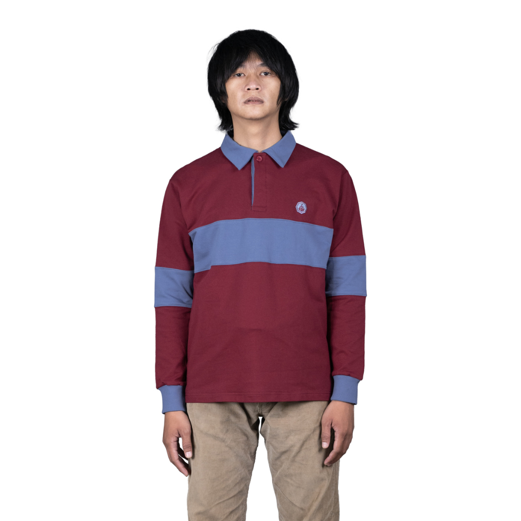 Catra Rugby Tshirt Prung Terraceswear Kaos Polo Warna Maroon Motif Biru
