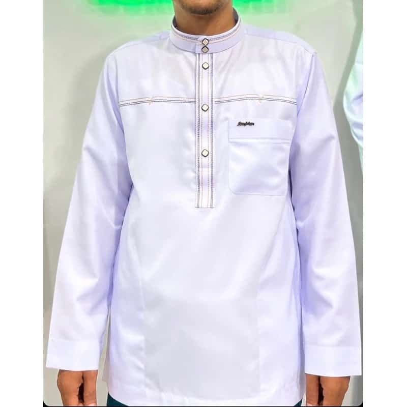 baju koko putih annun martapura bahan saudi poliester