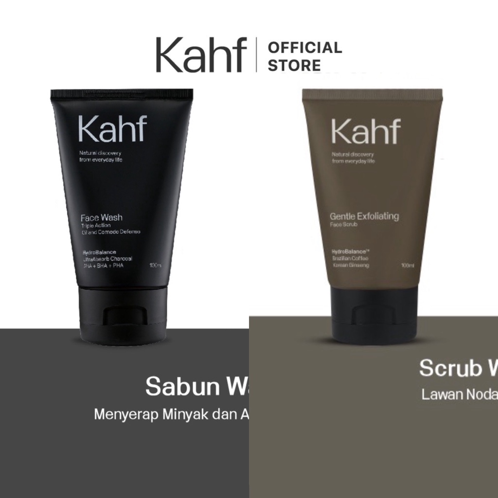 KAHF Comedo Defence & Gentle Exfoliating Face Scrub 2 Pcs Package Indonesia / Paket Sabun Wajah Pria