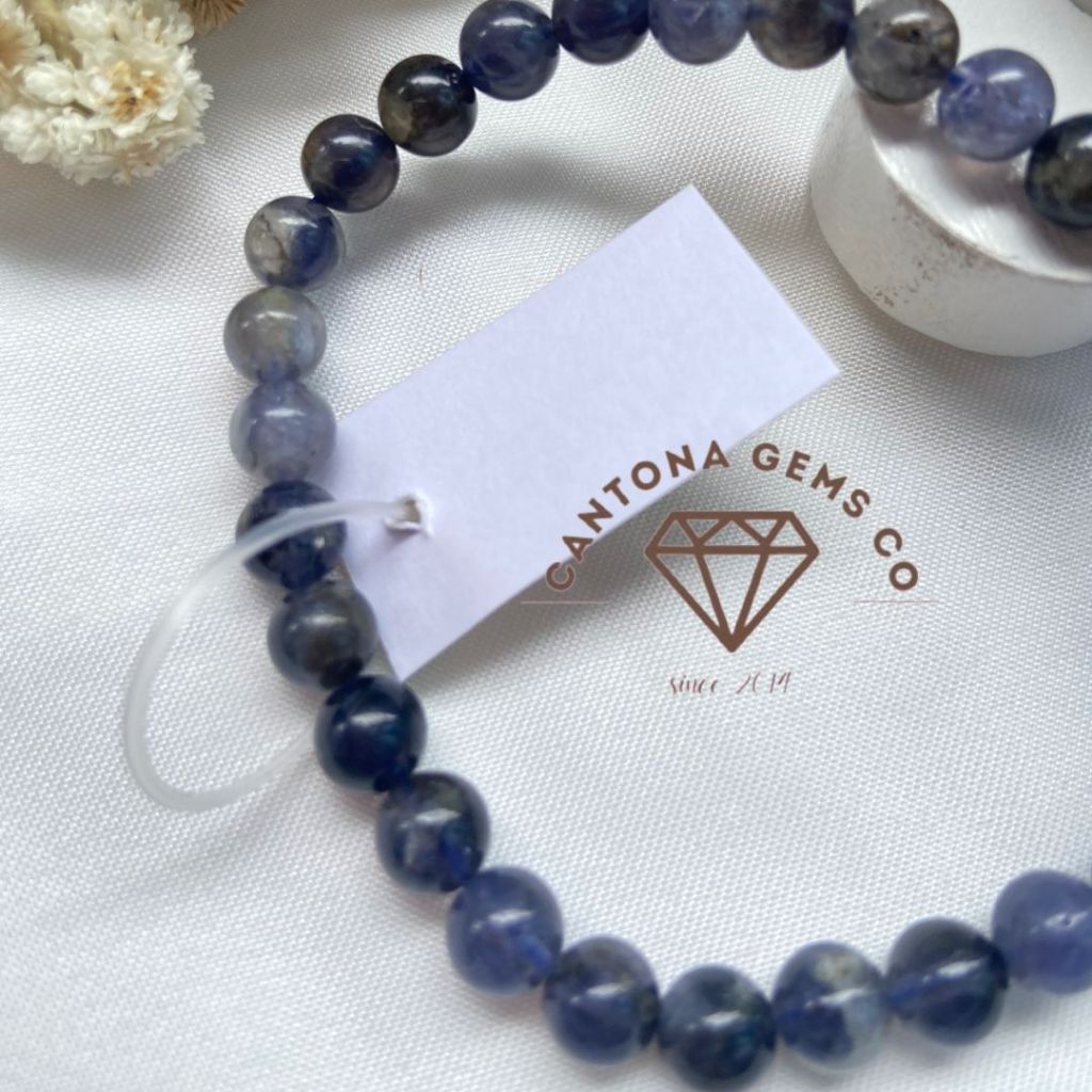 Natural Gelang Batu Alam Asli Iolite 6mm