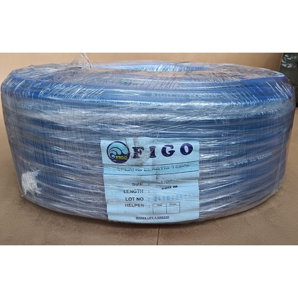 (SNS) 1 Roll (100 Mtr) Selang Bening 1/2 inch merk Figo Tebal dan Elastis / Selang 1/2"