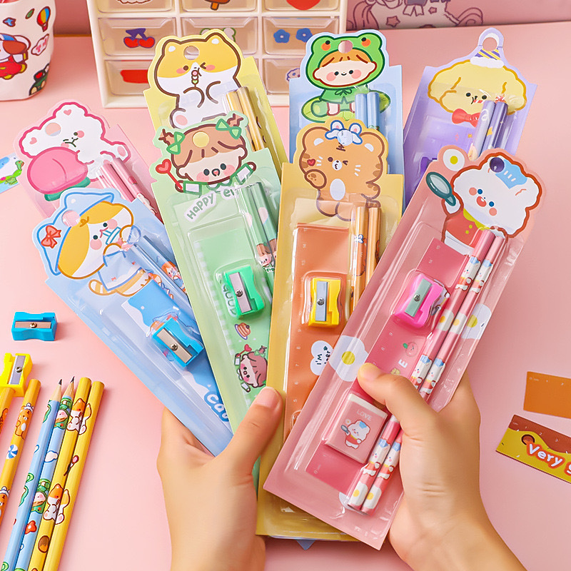 

HANGSU CHILDREN CARTOON STATIONERY PENCIL SET — PAKET ALAT TULIS ANAK