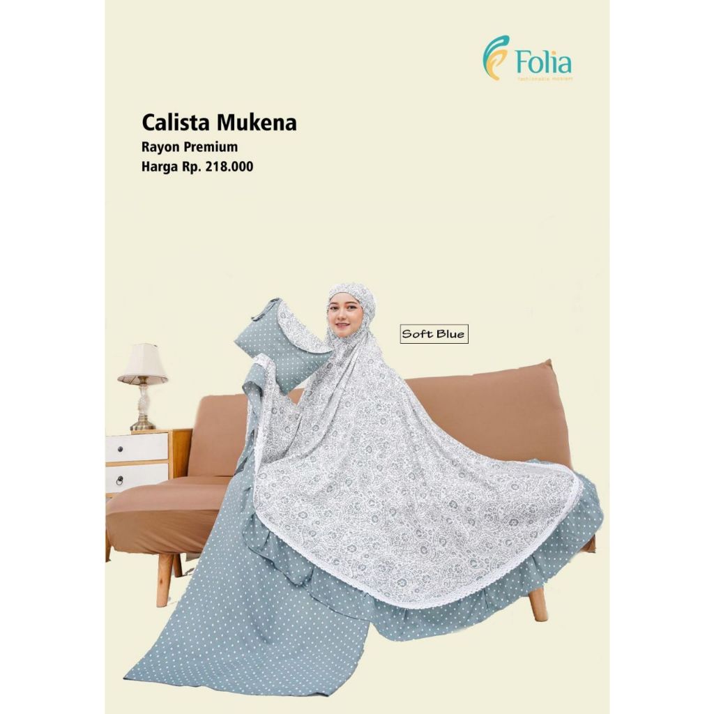 mukena calista folia terbaru - perlengkapan sholat- mukena folia terbaru