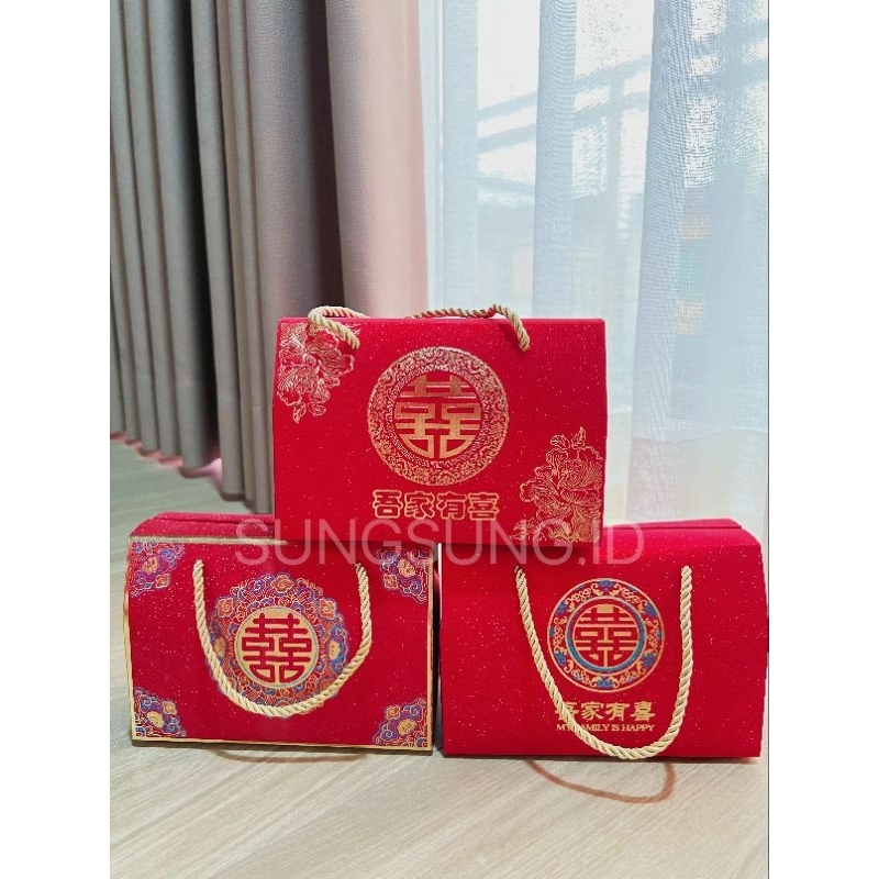 

Kotak Souvenir Chinese Wedding / Kotak Handuk / Paper Bag ShuangXi / Perlengkapan Sangjit 138413