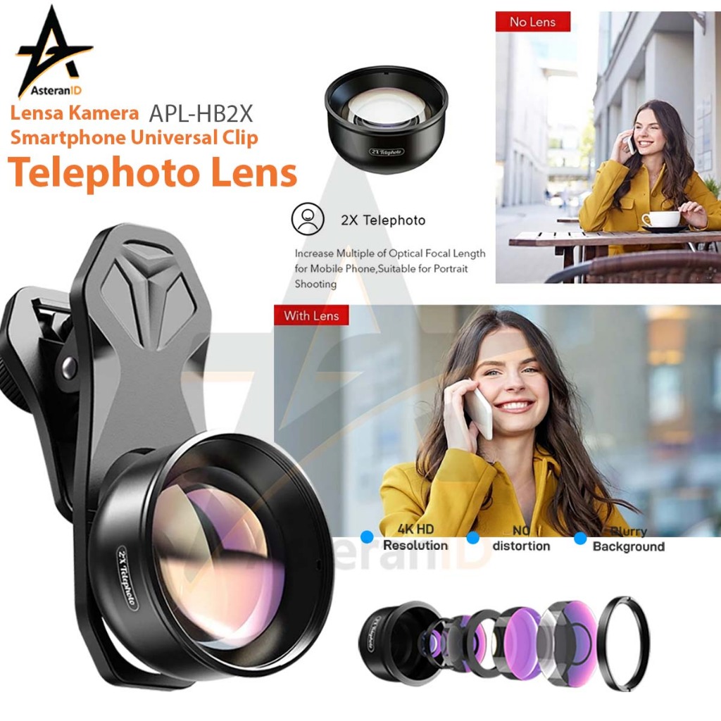 Lensa Kamera Smartphone Universal Clip 2X Telephoto Lens