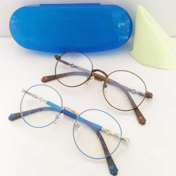 Kacamata anak anak frame bulat metal ada per lensa minus cylinder antiradiasi cyl sd -400D