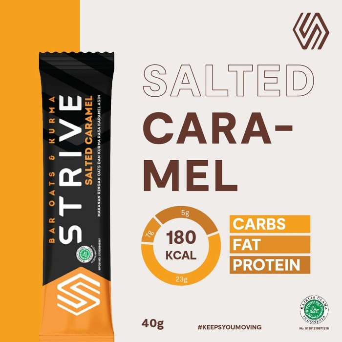 

STRIVE Energy Bar 40g Cemilan Sehat Tenaga Olahraga - SALTED CARAMEL