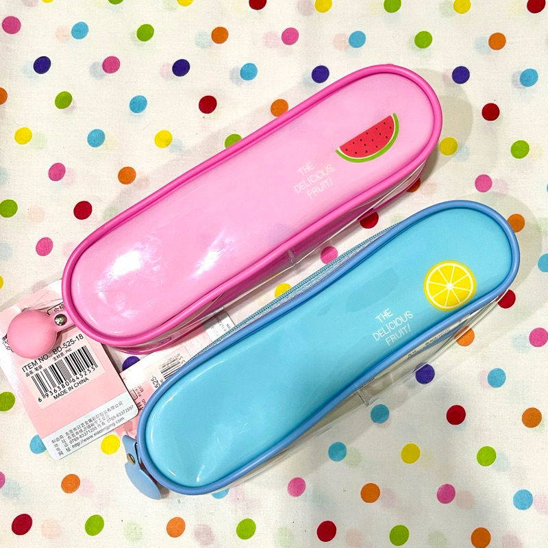 

Kotak Pensil Clear Buah Warna Pink Biru Pencil Case Pouch