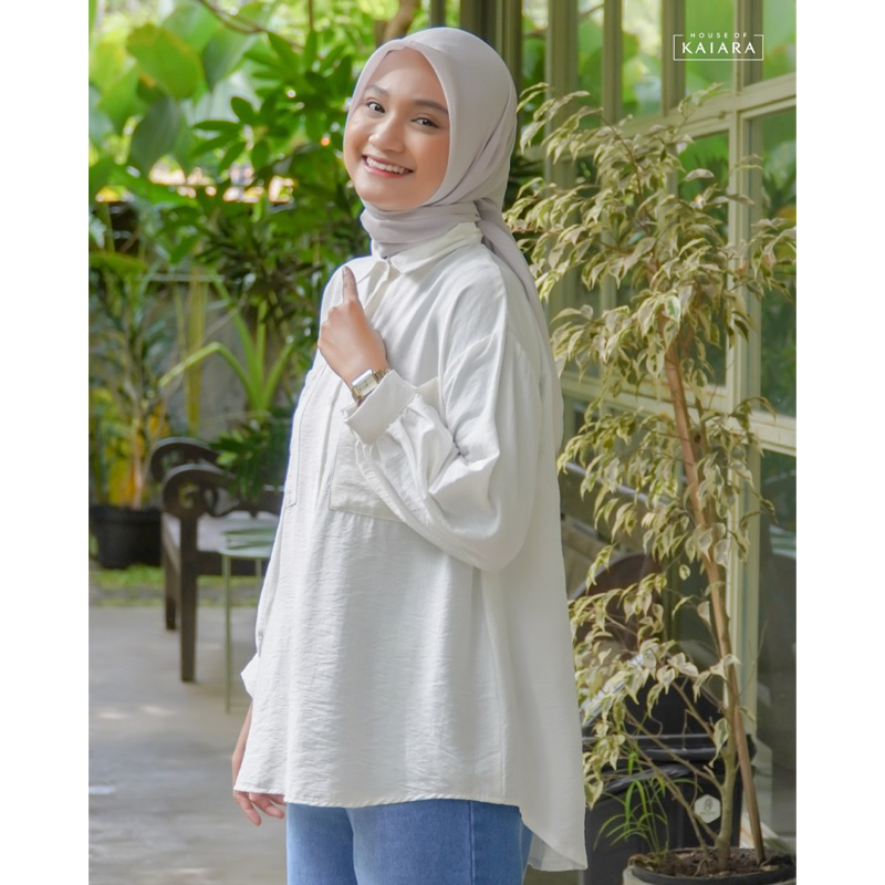 Dami Shirt - Atasan Wanita - Kemeja Polo Linen - Formal - Kasual