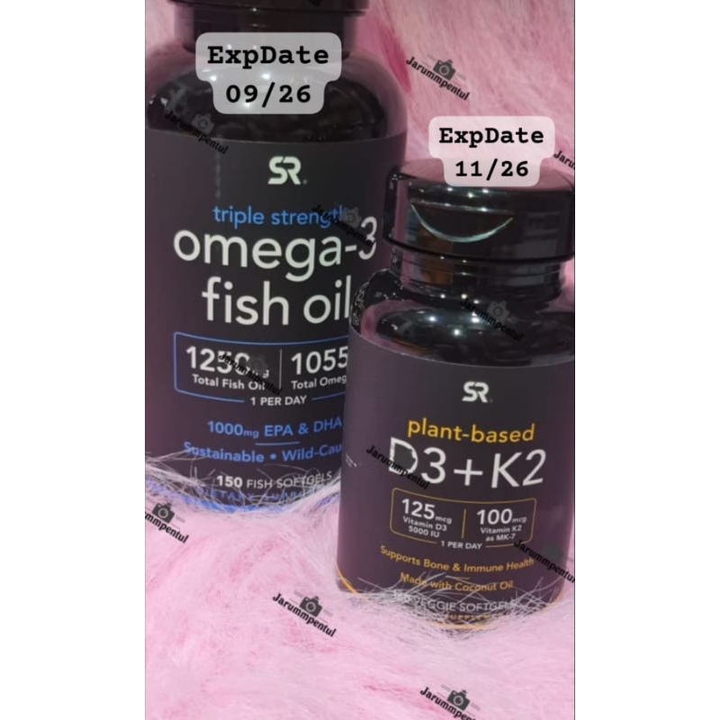 [ORI USA] Sports Research SR Omega 3 Alaskan Fish Oil - 150 Caps // D3 K2