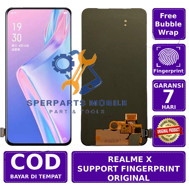 LCD REALME X ORIGINAL SUPPORT FINGERPRINT GARANSI+PAKING BUBBLE